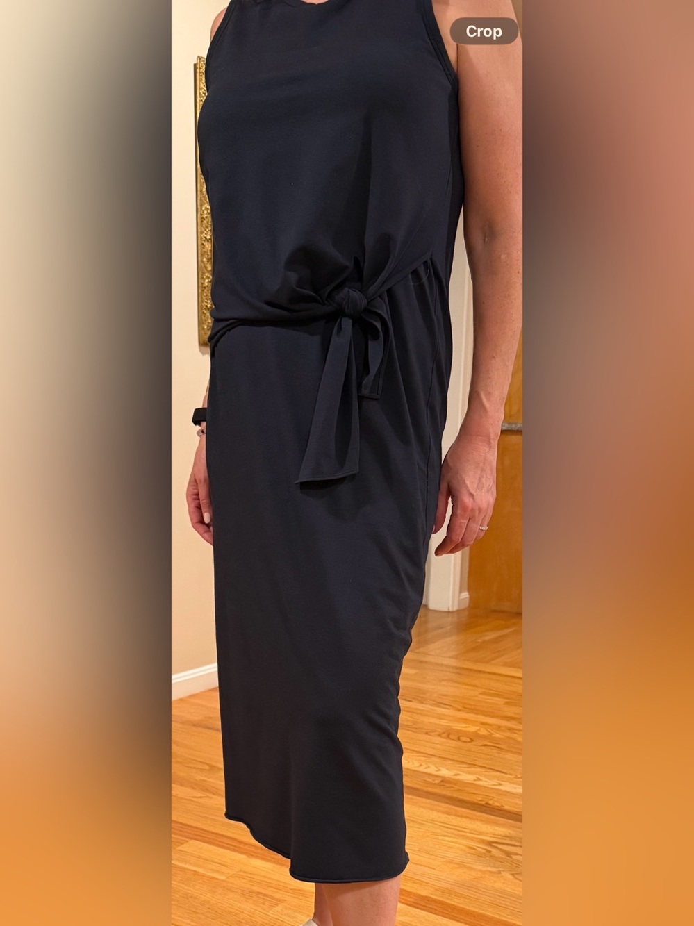 Vince Navy Midi Dress with side knot Tie Waist